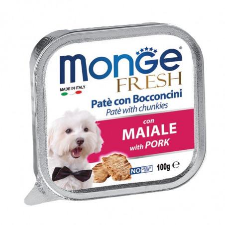 Monge Fresh paštetas su kiaulienos gabaliukais šunims, 12 x 100 g