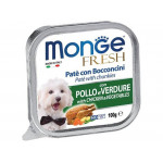 Monge Fresh paštetas su vištienos gabalėliais ir daržovėmis šunims, 12 x 100 g