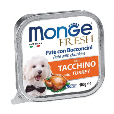 Monge Fresh paštetas su kalakutienos gabaliukais šunims, 12 x 100 g
