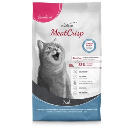 Platinum MeatCrisp sausas pašaras sterilizuotoms katėms su žuvimi